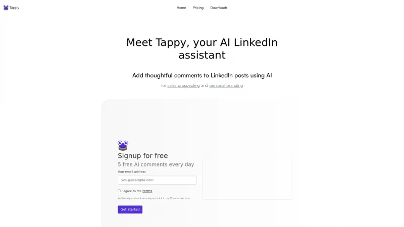 Homepage of tappy