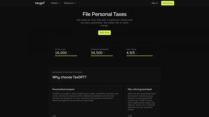 Homepage of taxgpt