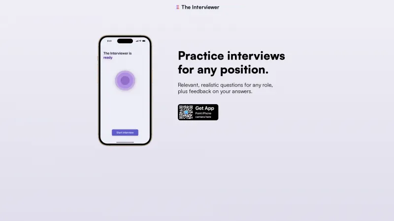 Homepage of theinterviewerapp