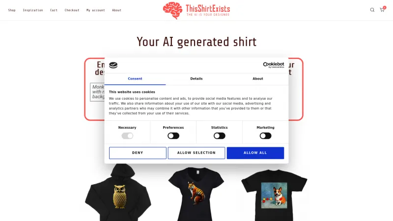 Homepage of thisshirtexists