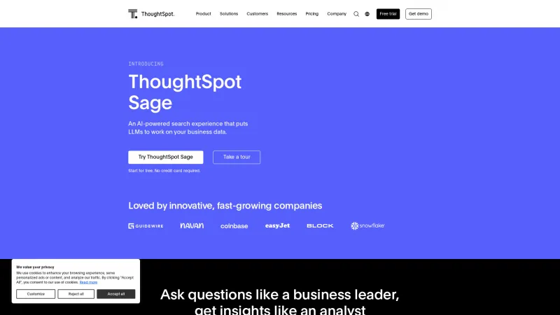 Homepage of thoughtspot