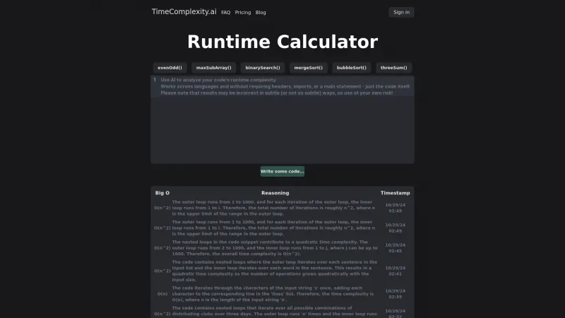 Homepage of timecomplexity