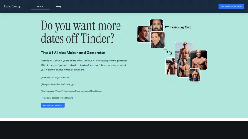 Homepage of tinderglowup