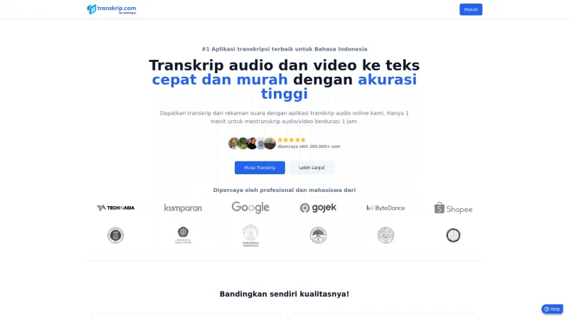 Homepage of transkrip