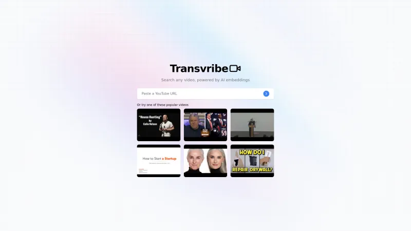 Homepage of transvribe