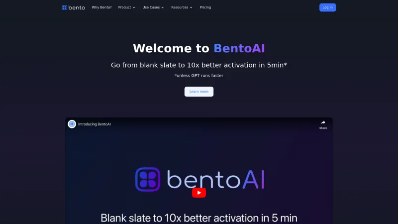 Homepage of trybento