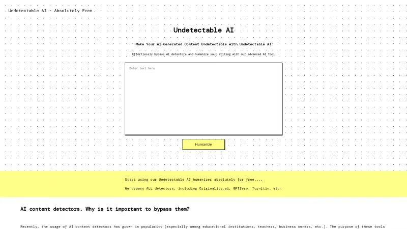 Homepage of undetectableai