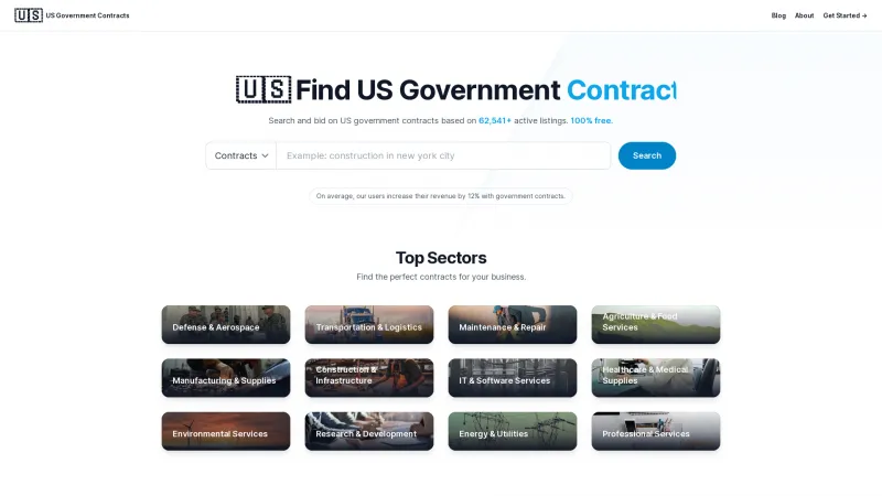 Homepage of usgovcontracts