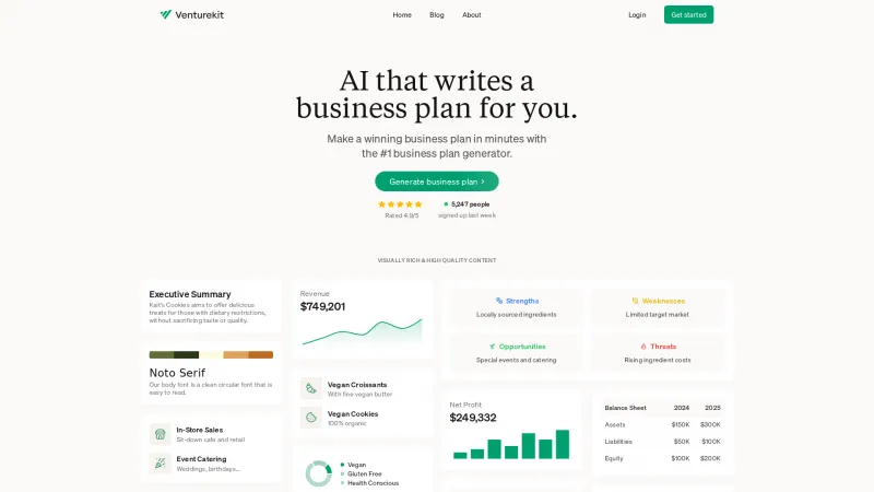 Homepage of venturekit