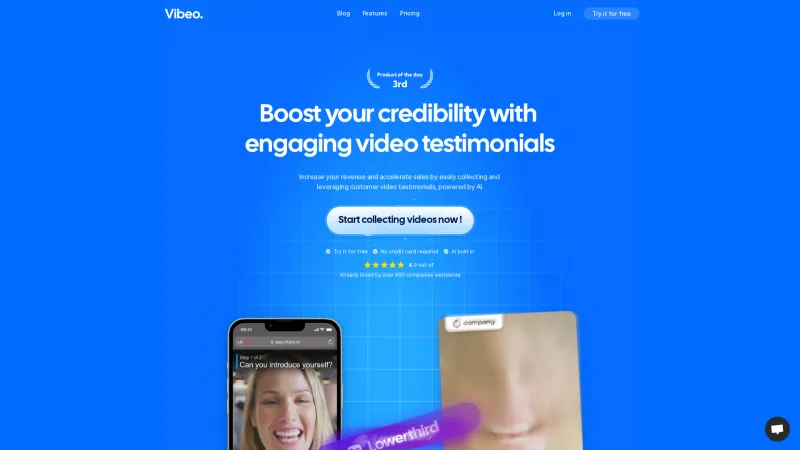 Homepage of vibeo