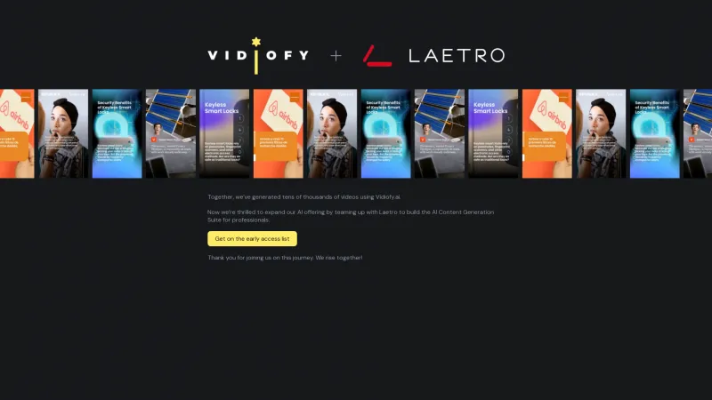 Homepage of vidiofy