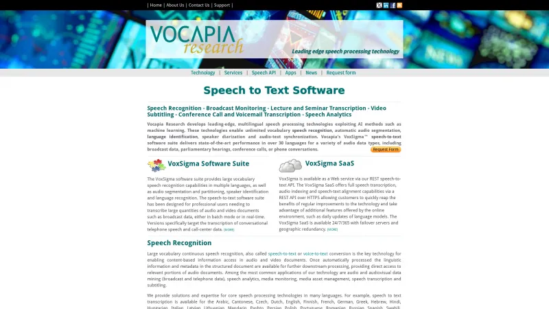 Homepage of vocapia