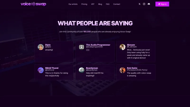 Homepage of voice-swap