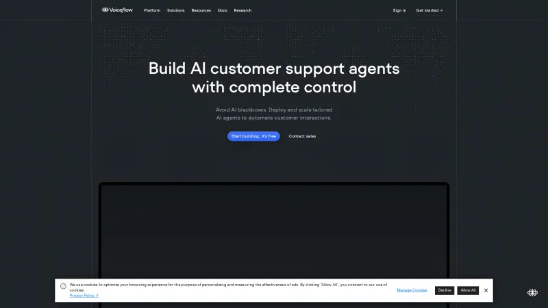 Homepage of voiceflow