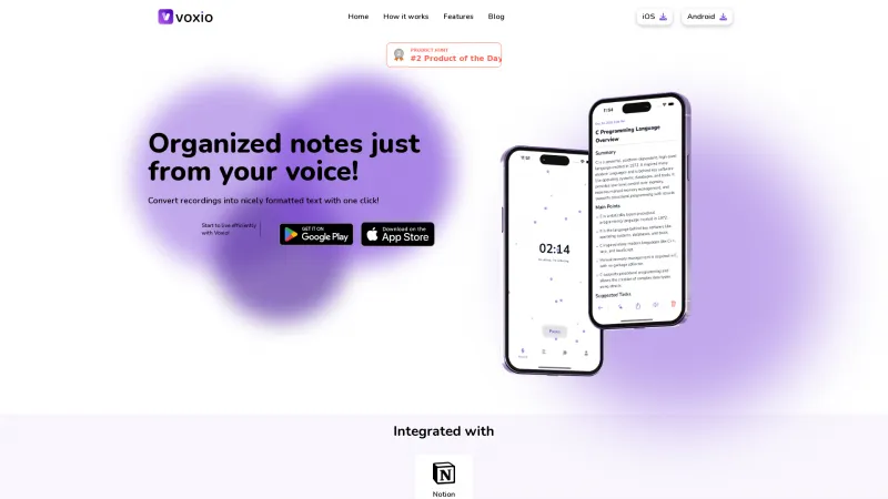 Homepage of voxio