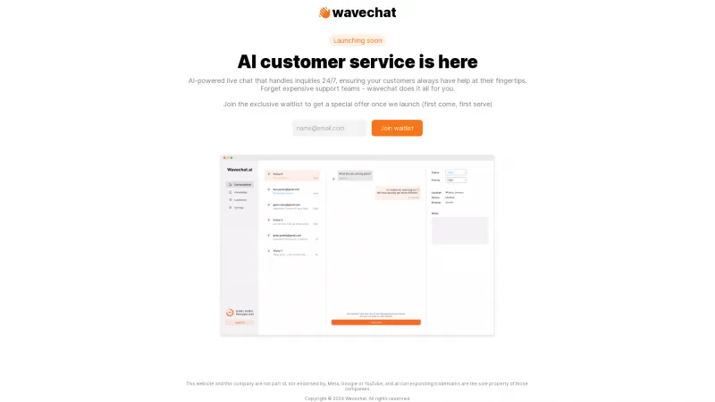 Homepage of wavechat