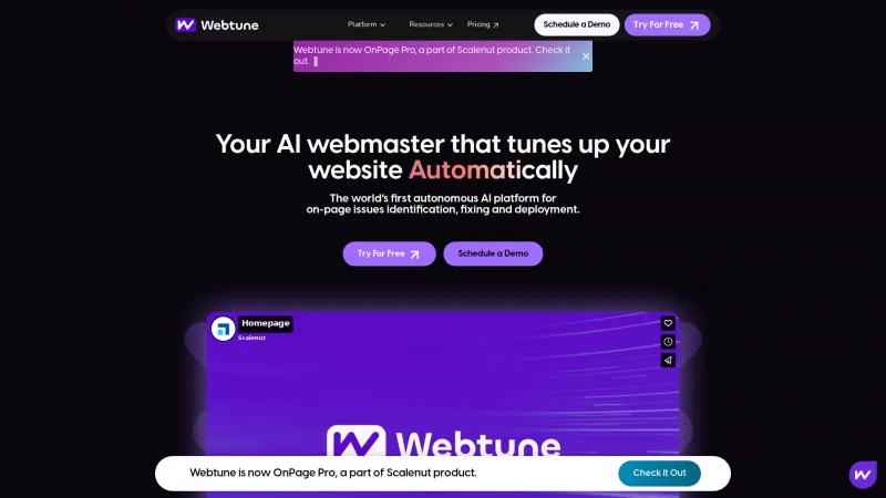 Homepage of webtune