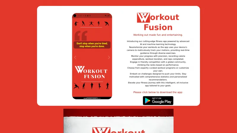 Homepage of workoutfusion