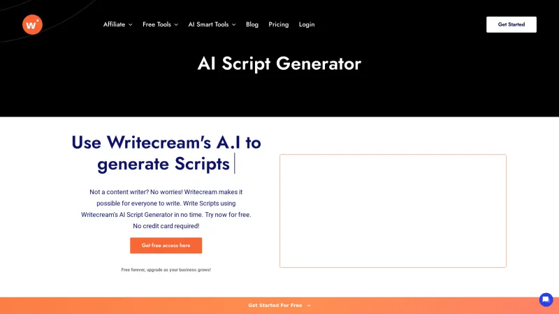 Homepage of writecream