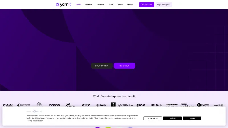 Homepage of yarnit