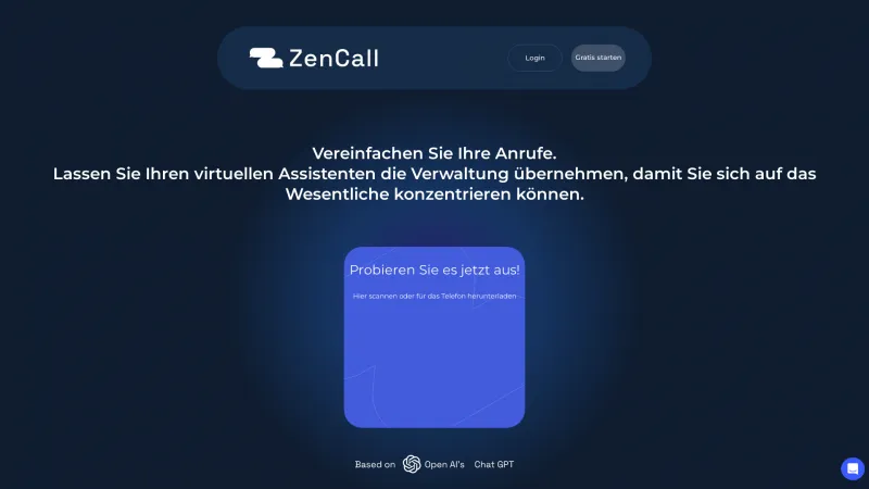 Homepage of zencall