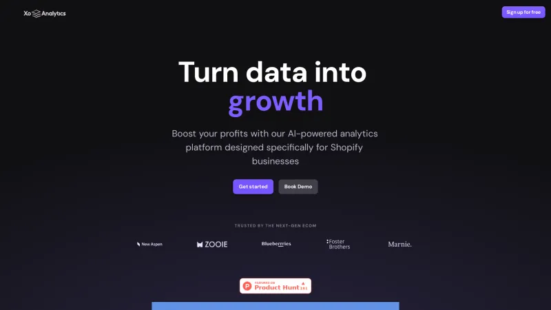 Homepage of xo-analytics