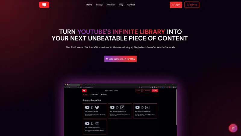 Homepage of ytcopycat