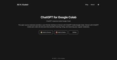 Screenshot main page Chatgpt For Google Colab