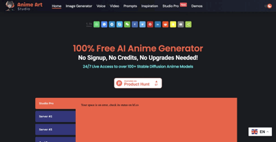 Screenshot main page Animeart