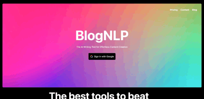 Screenshot main page Blognlp