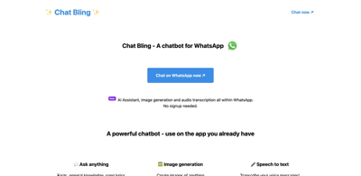 Screenshot main page Chat Bling