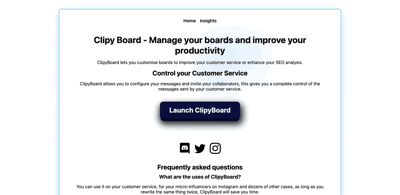Screenshot main page Clipyboard