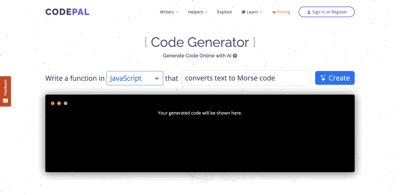 Screenshot main page Codepal