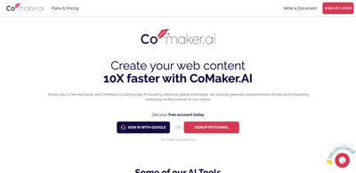 Screenshot main page Comaker