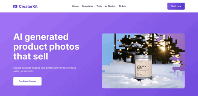 Screenshot main page Ai Product Photos By Creatorkit