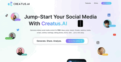 Screenshot main page Creatus