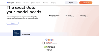 Screenshot main page Datagen