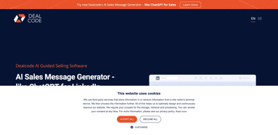 Screenshot main page Sales Ai Message Generator