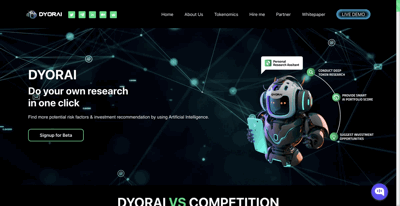 Screenshot main page Dyorai