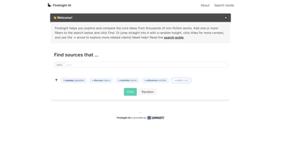 Screenshot main page Findsight