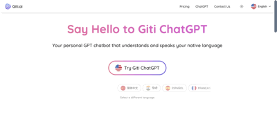 Screenshot main page Giti