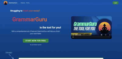 Screenshot main page Grammarguru