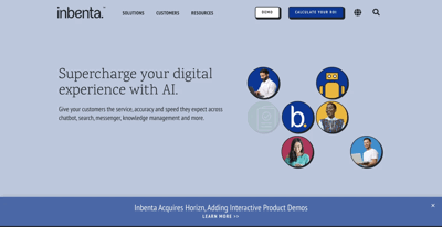 Screenshot main page Inbenta
