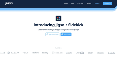 Screenshot main page Sidekick By Jigso