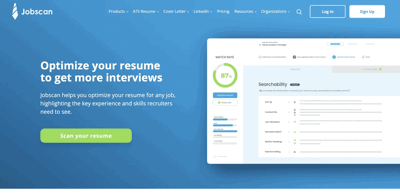 Screenshot main page Jobscan