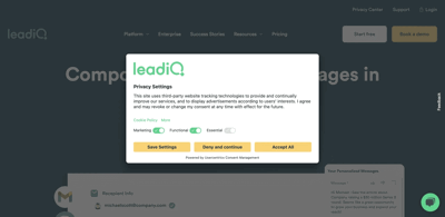 Screenshot main page Leadiq