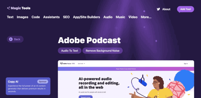 Screenshot Adobe Podcast