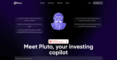 Screenshot main page Pluto