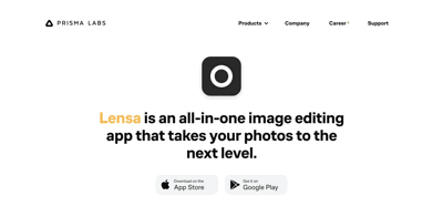 Screenshot main page Lensa