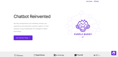 Screenshot main page Purplebuddy-ai